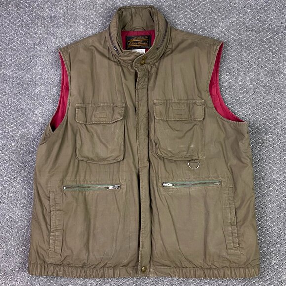 Vintage Eddie Bauer Vest Men's Large Khaki Full Zip Utility Hiking Outdoor Korea - Picture 3 of 16